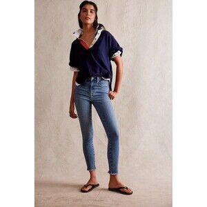 Free People We The Free Raw High-Rise Jegging Womens Size 28 Sienna Blue Stretch